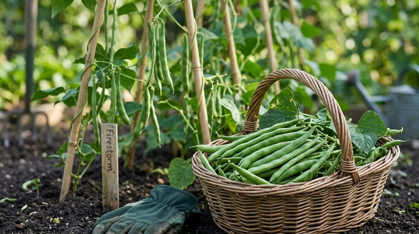 Healthy rust-free runner beans harvested from a UK vegetable patch using resistant varieties and good spacing