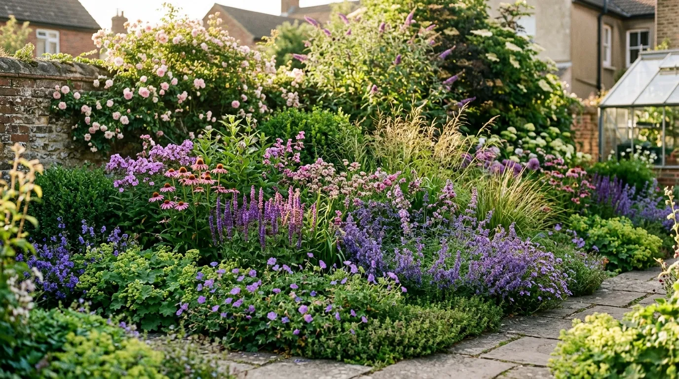 Established garden border designed and maintained by garden specialists