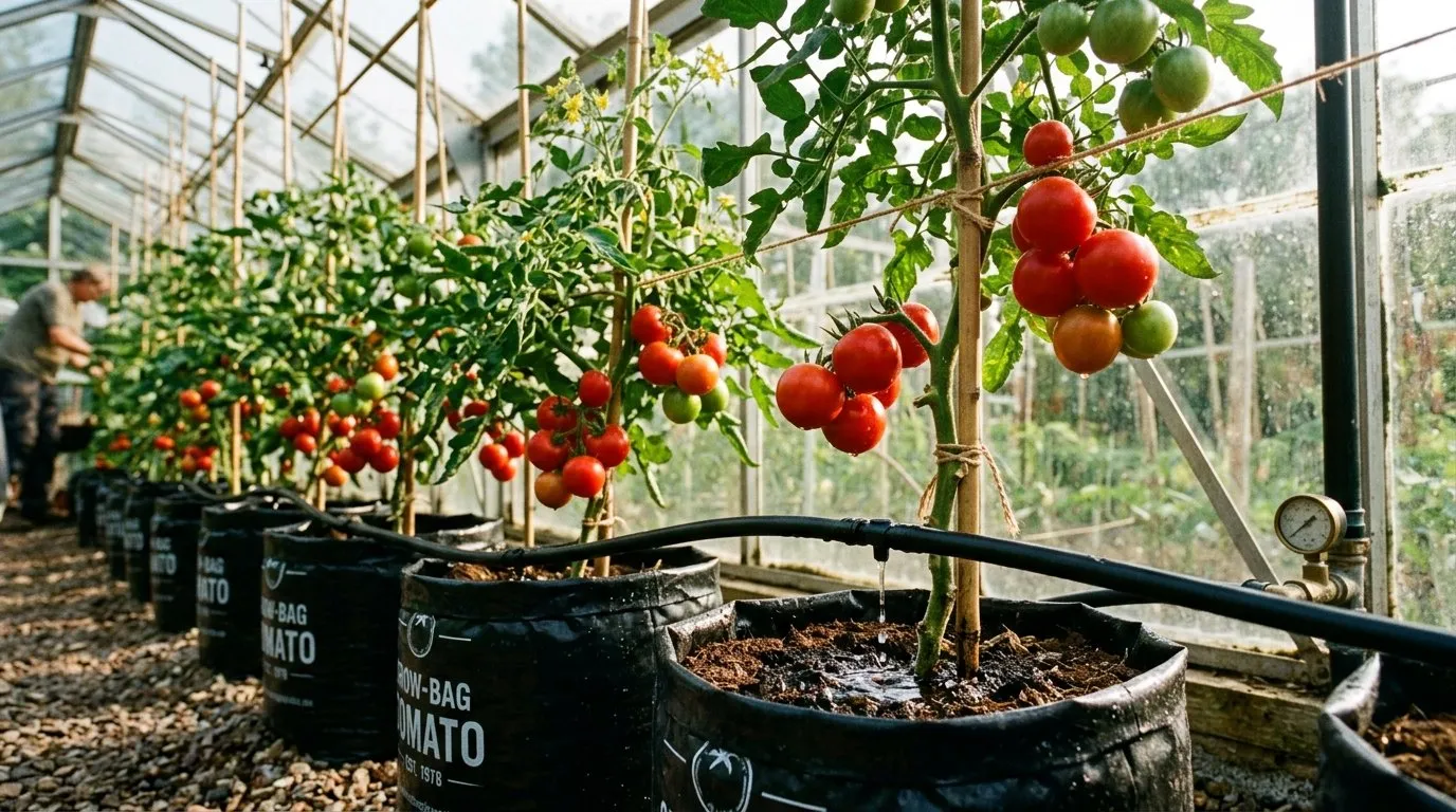 Blossom end rot prevention through consistent drip irrigation watering system in UK greenhouse