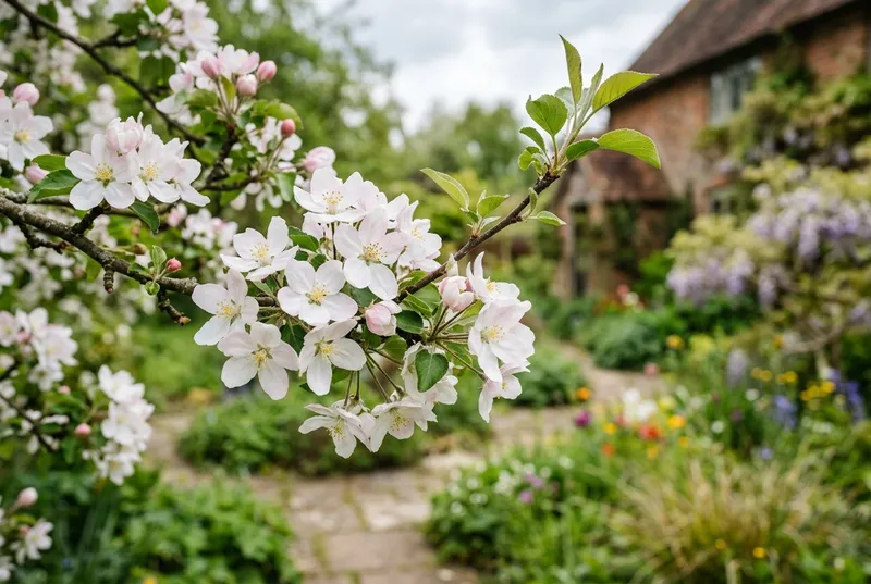 Crab Apple (Malus sylvestris) growing in a UK garden