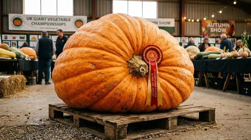Giant vegetables UK championship pumpkin over 600kg on display at autumn show