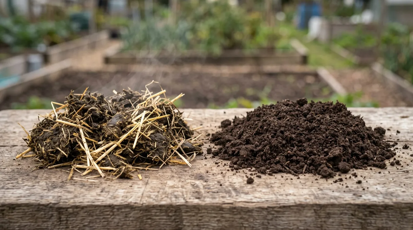 Comparison of fresh strawy horse manure and well-rotted manure for hotbed gardening