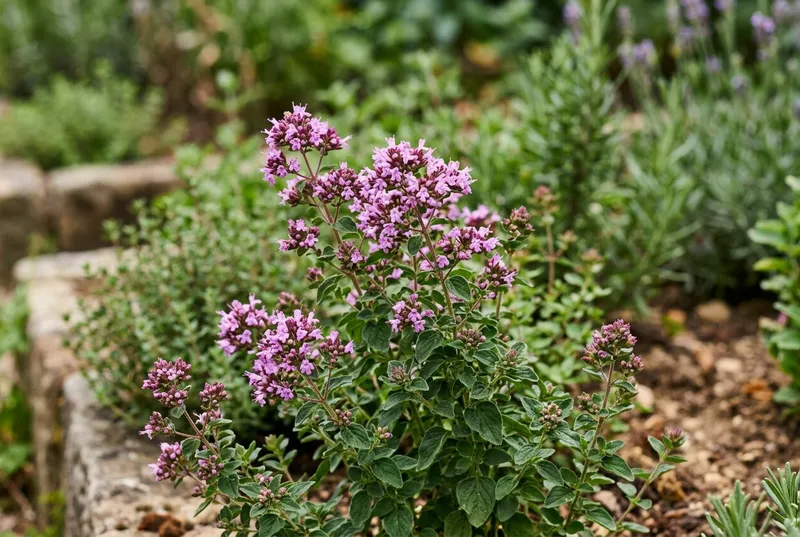 Oregano (Origanum vulgare) growing in a UK garden