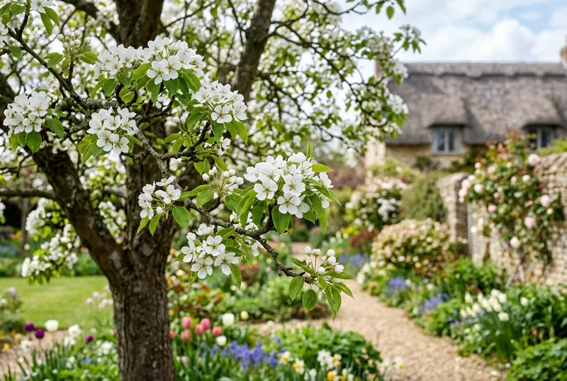 Pear Tree (Pyrus communis) growing in a UK garden