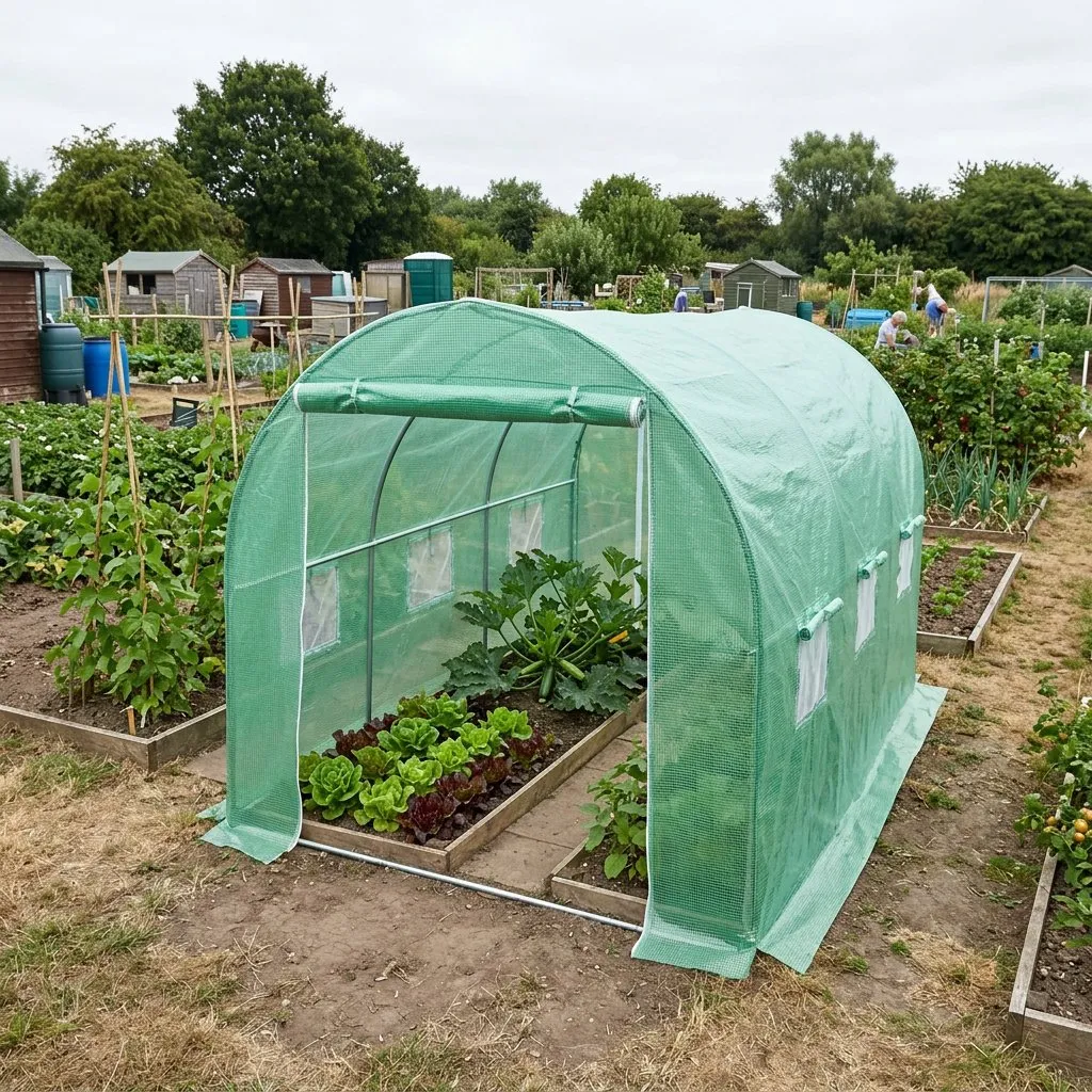 Polytunnel with vegetables on an allotment