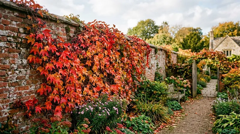 Virginia Creeper (Parthenocissus quinquefolia) growing in a UK garden